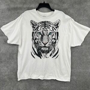 Dom White Tiger with Blue Eyes T-Shirt Unisex‎ 2XL Short Sleeve Cotton White